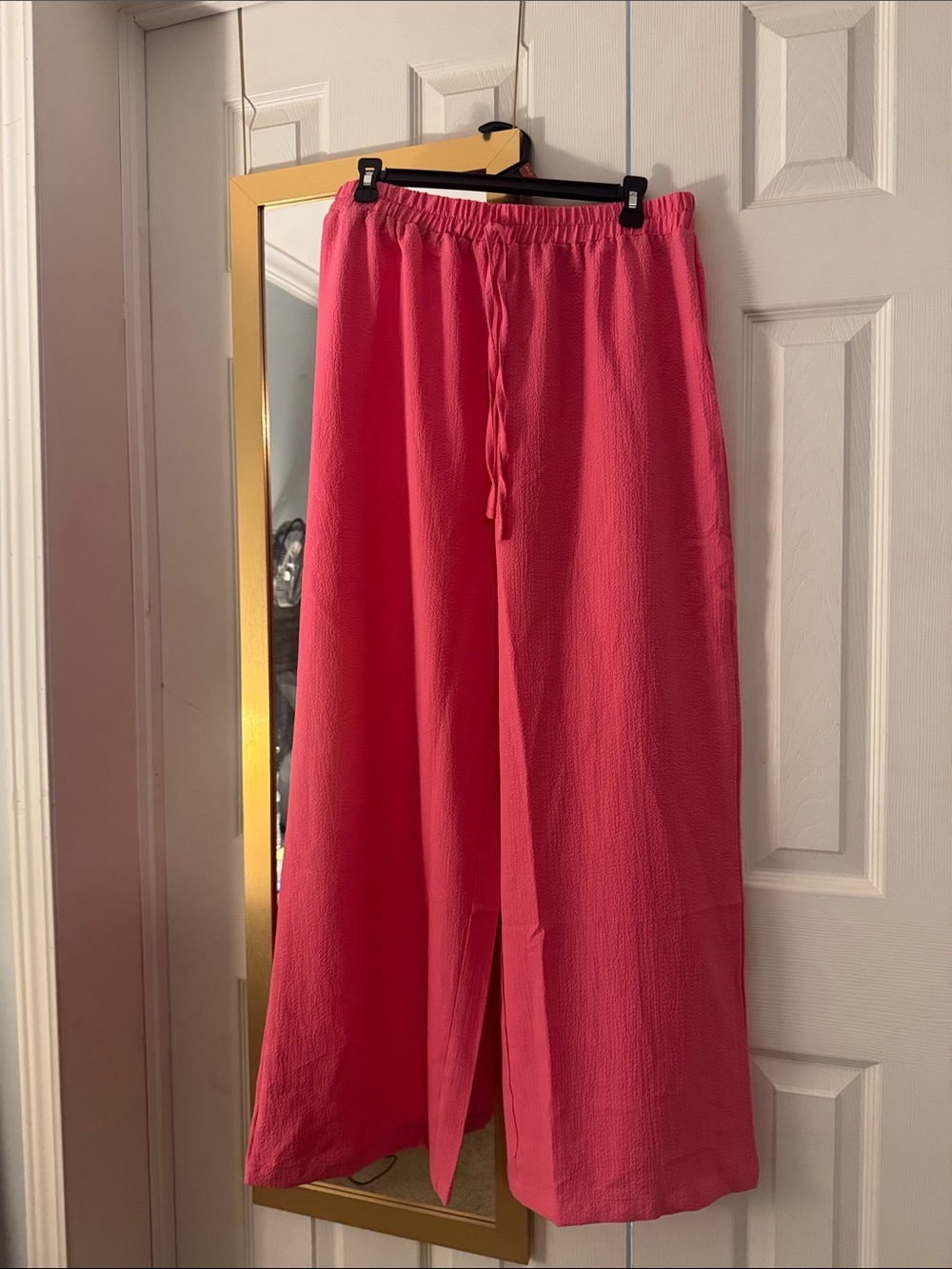 Womens Pink Pull-On Wide Leg Bottoms